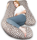 Chilling Home Pregnancy Pillow, J Shape Pregnancy Pillows for Sleeping, Body Pillows for Adults, Maternity Pillow for Pregnant Women, with Velvet Removable Cover, Leopard Print