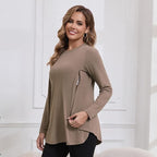 GINKANA Women's Nursing Shirts Long Sleeve 3 Packs Hidden Zipper Breastfeeding Pumping Tops Side Split Maternity Clothes