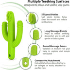 Cactus Teether, Baby Teething Toys for Babies 0-6 Months 6-12 Months, Self-Soothing Pain Relief Soft Baby Toothbrush for Babies, Toddlers, Infants, Boy and Girl, Natural Organic BPA Free(Green)