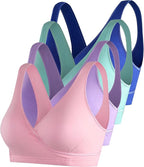 SUIEK 4 Pack Nursing Sleep Bra Maternity Bralette Cotton Breastfeeding Bras