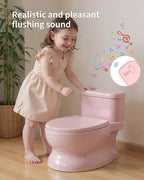 Realistic Potty Training Toilet - Flushing Sounds, Wipes Storage, Disposable Liners, Easy to Clean for Toddler Boys and Girls, Pink