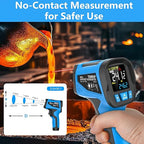 Infrared Thermometer Temperature Gun, -40℉~2462℉, 30:1 Pyrometer High Temp Thermometer with K-Probe, Non-Contact Digital IR Laser Thermometer Temp Gun for Cooking, Engine, Kiln, Forging, HVAC