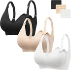 Angelhood Nursing Bras for Breastfeeding, Seamless Wireless Comfort Push up Lace Nursing Maternity Bralette for Pregnancy