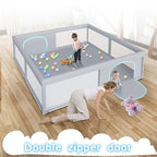 Large Baby Playpen 79x79 Inch, Playpens for Babies and Toddlers, Indoor & Outdoor Extra Large Kids Activity Center, Baby Play Yard with Zipper Gates.