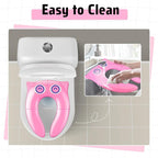 Portable Potty Seat for Toddler Travel - Foldable Non-Slip Potty Training Toilet Seat Cover for Girls, Baby Kids with Drawstring Bag (Pink Owl)