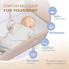 JOYMOR 7 in 1 Bedside Bassinet with Changing Table, All in One Nursery Center, Bedside Sleeper with Mattress, Sheet, Canopy, Storage Shelf (Beige)