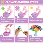 Flower Crafts Kit for Girls - Arts and Crafts for Kids Ages 4-8, Gifts for 4 5 6 7 8 9 Year Old Girls, Mess-Free Art Craft Activity Toys, Kids Flower Making Kit, DIY Creative Toys Gifts for Toddler
