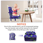 Toddler Booster Seat for Dining Table, Adjustable Safety Buckle Child Booster Seat with Backrest, Waterproof Washable Portable Booster Cushion Non-Slip Bottom (Blue)