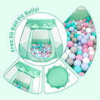 Baby Ball Pit for Toddler with 50 Balls, Pop Up Tent Kids with Star Lights for 1 2 3 Year Old Birthday Gift, 12-18 Months Baby Girl Toys with Carrying Bag, Indoor&Outdoor Play Tent for Kids(Green)
