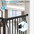 owlie Baby Gate Indoor 75-85 Inch, Extra Wide Safety Gate for Dogs Large Stairway Gate Adjustable Baby Gates Pressure Mount Wide Gate for Pet Stairway Doorway No Drilling Black (30.5'' Tall)