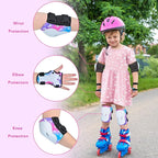 Kids Knee and Elbow Pads Set, 7 in 1 Skating Protective Gear for Skateboard, Roller Skating, Scooter, Cycling, 3-8 Years