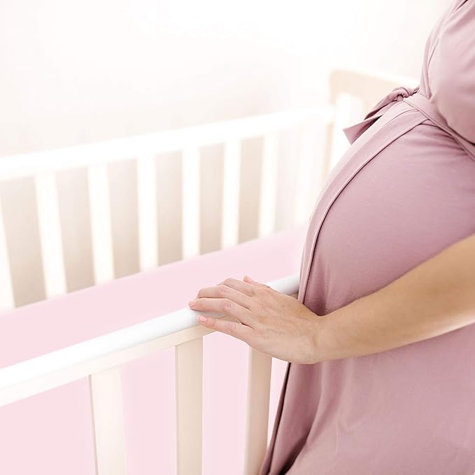 Mulberry Park Fitted Silk Crib Sheet - Grade 6A Pure 19 Momme Toddler Bedding - Gentle on Baby's Delicate Skin, Helps with Bald Spot, Eczema, Dry Skin & Cradle Cap - 28" x 52" / Lullaby Pink