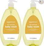 Amazon Basics Tear-Free Baby Hair and Body Wash, 27.1 Fluid Ounce, Lightly Scented, 2-Pack (Previously Solimo)