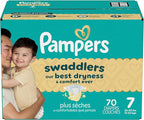 Pampers Swaddlers Diapers, Size 7 (26-50 lbs), 70 Count, Absorbent, Keeps Baby Dry and Comfortable, Skin Safe Disposable Baby Diaper (Packaging May Vary)