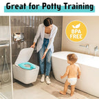 Maliton Travel Potty Seat for Toddler & Kid Travel, Portable Foldable Potty Seat with Storage Bag, Non-Slip Potty Training Toilet Seat Cover wth Splash Guard (Aqua Green)