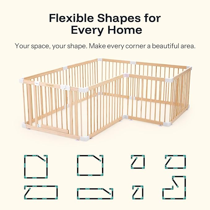 HARPPA Baby Gate Playpen Wooden Playpen for Babies and Toddlers Large Play Yards Baby Fence Play Area 56 x 56 x 24 inch