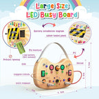 Montessori Busy Board for Baby, Busy Board for Toddlers Toys, Wooden Autism Sensory Toys with Animal Cards, Dinosaur Stickers, Toddler Educational Activity Travel Toys for Boys and Girls 1+