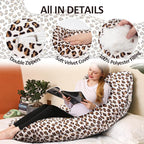 Chilling Home Pregnancy Pillow, J Shape Pregnancy Pillows for Sleeping, Body Pillows for Adults, Maternity Pillow for Pregnant Women, with Velvet Removable Cover, Leopard Print