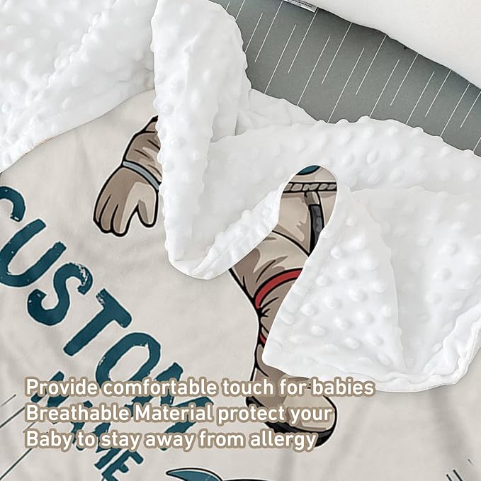 Personalized Baby Crib Bedding Set – Astronaut Rocket Theme Nursery Bedding Sets 3 Piece with Custom Name Blanket, Fitted Crib Sheet & Changing Pad Cover – Ideal Newborn Gift for Boys