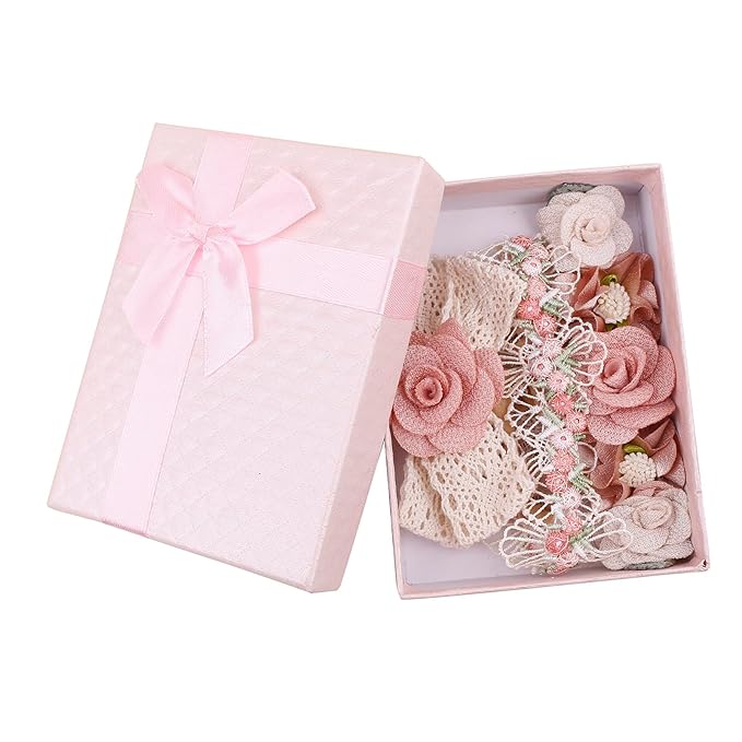 Baby Girl Nylon Headbands Flower Hair Bows Accessories-Elastic Hair Band Crown Handmade FLoral Wraps Birthday Gifts for Girls Newborn Infant Toddler 3Pcs