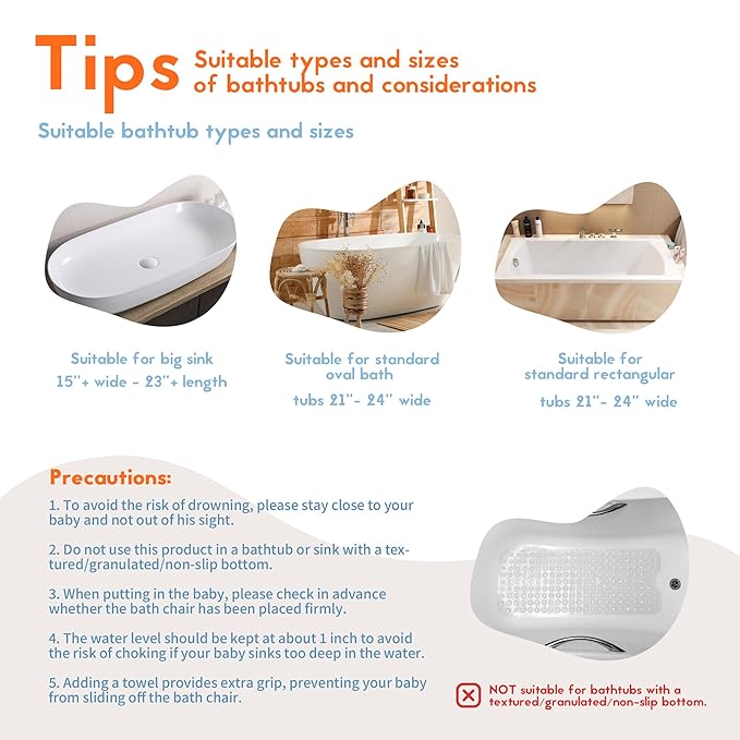 BabyBond Baby Bath Seat with Sitting & Lying 2 Modes, 3-Speed Adjustment, Powerful Suction Cups, Infant Bathtub Chair with Soft and Comfortable Towel, Folding and Hanging