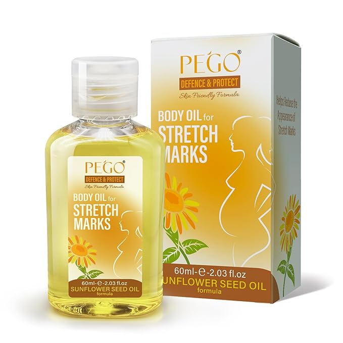 PEGO Stretch Mark Oil for Pregnancy, Maternity Body Oil for Stretch Mark Prevention & Reduction, Hydrating Skin Care, 2.03oz (1Pack)
