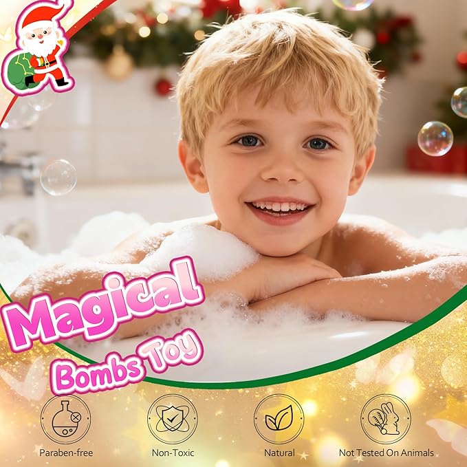MeCids Magic Potion Bubble Bath Bombs for Kids -Bath Color Tablets Bath Potions for Toddlers Ages 4-12 Fun Science Kit Gift for Birthday, Halloween，Christmas- 6 Pack (Shaped Gems & Stars)