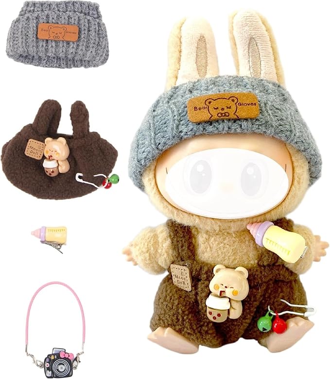 Clothes for LA BUBU 17cm Doll (NO Doll),Outfit for LA BUBU,Dress and Hairpin Set for LABUBU Dress Up,Accessories for LA BUBU