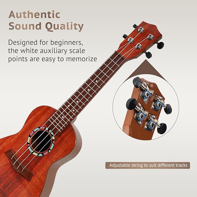 Raimy Kids Guitar Ukulele - 21in Ukulele Guitar Toys for Kids Ages 3 4 5 6 7+ Year Old Boys Girls Simulated Sound Quality Music Instruments Learning Education (Mahogany)