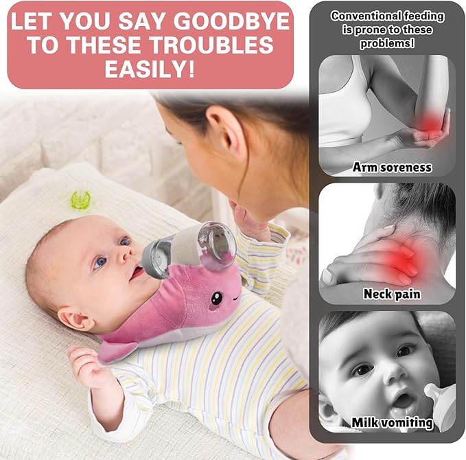 kornsurte Bottle Holder Pillow, Nursing Support Cushion for Bottle Feeding & Breastfeeding, Resolve Arm Soreness and Fatigue (Pink)