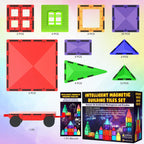 Magnetic Tiles Building Blocks Toy - STEM Educational Magnet Set for Kids, Creativity Preschool Learning Sensory Montessori Toddler Toys for Boys & Girls 3+ Years Old - 57PC