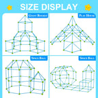 SpringFlower Fort Building Kit for Kids,STEM Construction Toys, Educational Gift for 3 4 5 6 7 8 9 10 11 12 Years Old Boys and Girls,Ultimate Creative Set for Indoor & Outdoors Activity,140 Pcs,Green