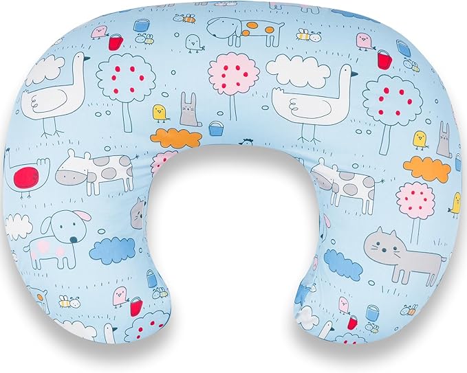 Nursing Pillow for Breastfeeding & Bottle Feeding - Ergonomic C-Shape Design with Breathable Filling & Removable Washable Cover, Supports 0-18 Months (Feeding, Tummy Time, Sitting), Hypoallergenic