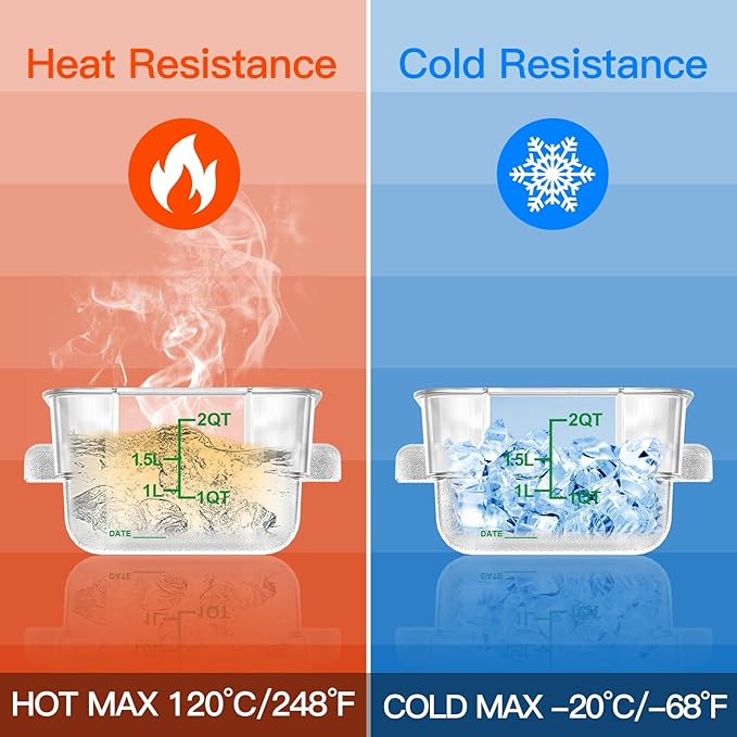 4 pcs 2qt Food Storage Containers with Lid, Square Clear Commercial Food Storage Containers with Handle and Scale for Food Storage in Home Kitchen & Dining (Rreen)