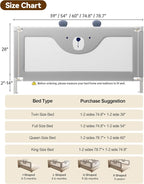 Baby Bed Rail Guard for Toddlers, Reinforced 60in Toddler Bed Rails for Queen Bed with Height Adjustable, Extral Tall Child Safety Side Railing Guards/Bedrail for Kids,Grey Bear, 1 Side 60" Lx28 H
