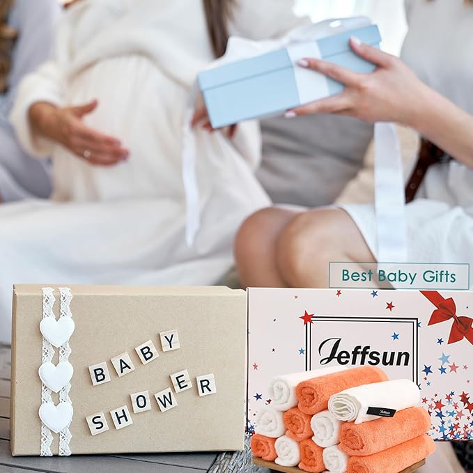 Baby Washcloths 6 Pack, 10x10 inch Orange Small Wash Cloths for Face and Body, Super Soft & Gentle Face Towels on Sensitive Skin, Newborn Registry Bath Shower Gifts for Infant Kid Toddler Children