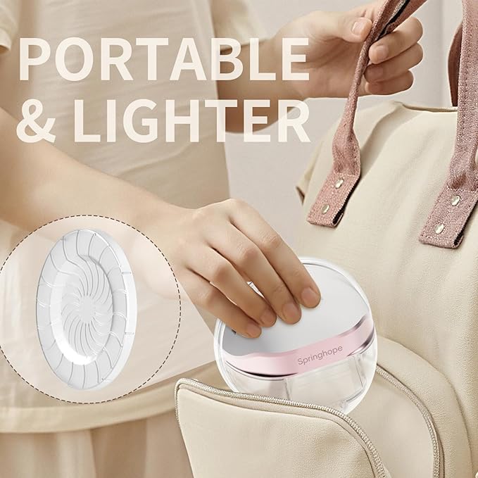 Springhope Electric Breast Pump Hands-Free, Wearable Breastfeeding Pump Wireless and Portable with 4 Modes & 9 Levels, Anti-Mistouch Function, Silicone Flange 19/21/24/28mm, BPA-Free