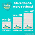 Pampers Baby Wipes, Sensitive, Water Based Wipe, Clinically Proven, Hypoallergenic, and Unscented for Babies, 1344 Wipes Total (16 Flip-Top Packs) [Packaging May Vary]
