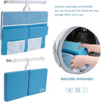 beiens Bath Kneeler and Elbow Rest Pad Set, 1.5'' Thick Quickly Dry Kneeling Pad and Elbow Support, Support Large Baby Bathtub Bath Mat Kneeling Pad with Toy Organizer for Baby Bathing Time (Blue)