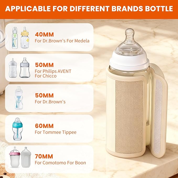 Portable Baby Bottle Warmer Precise Temperature Control via Display Accurate Heating Long-Lasting Battery Life Keeps Warm for 5-8 Hours Charge While Feeding Perfect for Traveling with Baby