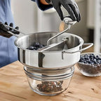 OCS Parts Pro Series Stainless Steel 3.5-Quart Food Mill with 3 Milling Discs | Rotary Food Mill for Purees, Applesauce, Jam, Baby Food, Tomato Sauce Mashed Potatoes and More