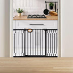 Baby Gate for Stairs 29-52 Inch Wide, Safety Gate for Baby Adjustable Pet Gate with Door Pressure Mounted Gates for Kids Toddler Dogs Extension Kit Indoor Stairway Doorway Black (30.5'' Tall)