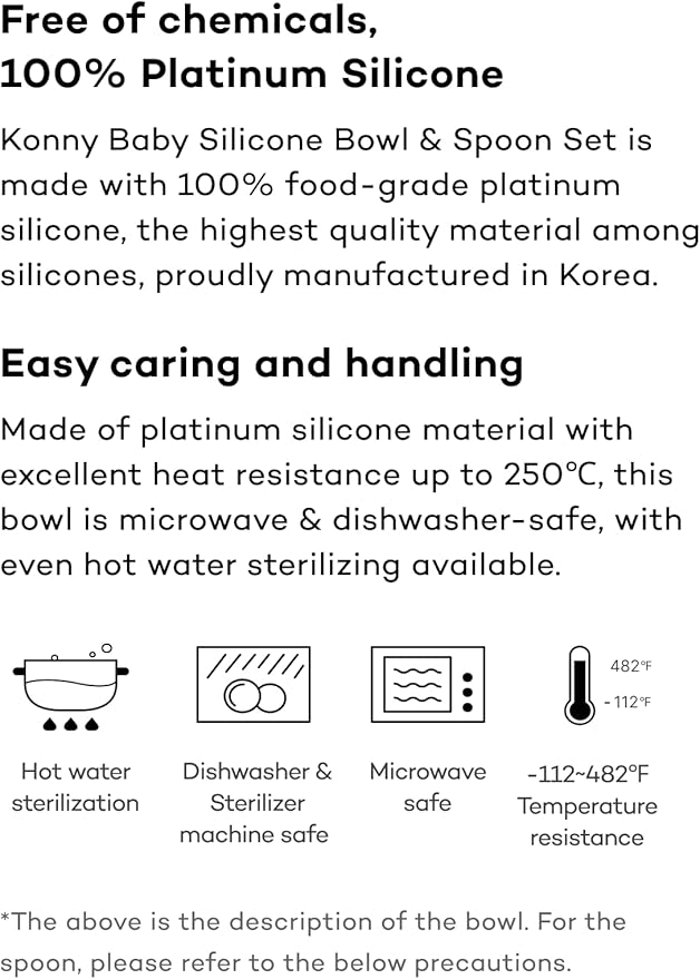 Konny Baby Bowl Microwaveable Silicone & Spoon Set, Self Feeding Essentials Baby Led Weaning Supplies -Raspberry Mousse