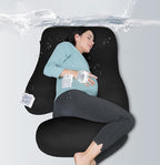 MOON PARK Pregnancy Pillows for Sleeping - U Shaped Full Body Maternity Pillow with Removable Cover - Support for Back, Legs, Belly, HIPS - 65 Inch - Black - Cooling Cover
