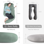 MOON PARK Pregnancy Pillows for Sleeping - U Shaped Full Body Maternity Pillow with Removable Cover - Support for Back, Legs, Belly, HIPS - 65 Inch - Green