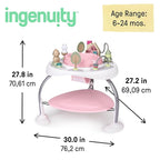 Ingenuity Spring & Sprout 2-in-1 Baby Activity Center Jumper and Table with Infant Toys - Ages 6 Months +, First Forest in Pink