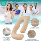 Sasttie Pregnancy Pillows for Sleeping, Jumbo U Shaped Cooling Full Body Pillow with Removable Cover, Pregnant Women Must Haves, Maternity Essential, Beige