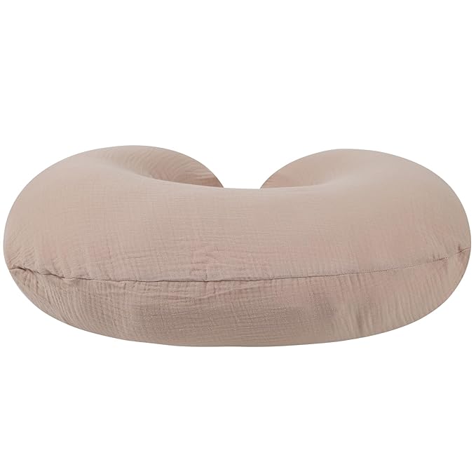 Onacosht Muslin Nursing Pillow Cover Soft 100% Cotton Feeding Pillow Slipcover Fits Standard Infant Nursing Pillow for Boy and Girl, Blush