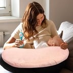 Hooyax Muslin Nursing Pillow Covers Only, Soft and Breathable Nursing Covers for Breastfeeding Pillows, Adorable Infant Feeding Pillow slipcover for Baby Boy and Girls (Pink)