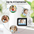 2Cameras Video Baby Monitor,Two Mode,2.8'' IPS Display Screen,Night Vision,2-Way Talk,1200ft Long Range,VOX,Lullaby,Free Smart Phone App, Works with iOS, Android,Ideal for Baby/Elderly/Pet